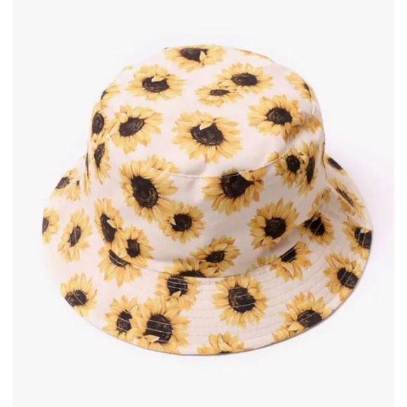 Sunflower Cotton Bucket Hat Beige Yellow - Picture 3 of 5